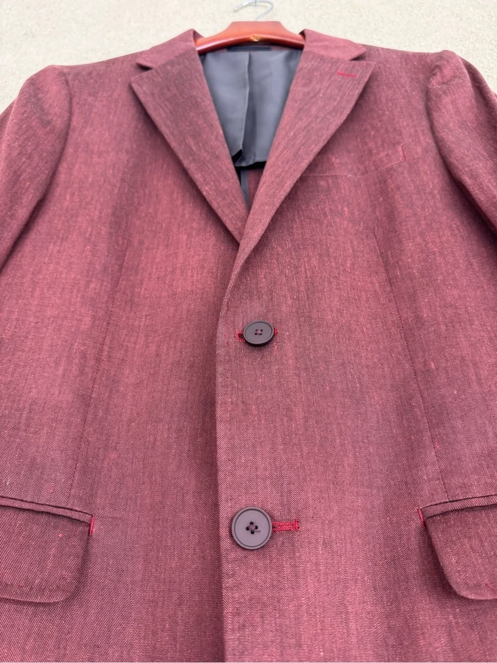 Calvin Klein Slim Fit Linen Blend Suit Jacket Blazer Rust Burgundy Sz 40L